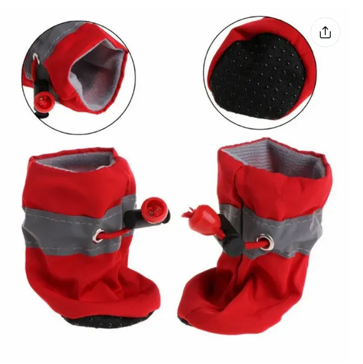 4Pcs/set Dog Shoes for Small Dogs Anti-Slip Dogs Boots Paw Protector with Reflective Straps Lightweight Walking Pet Booties for Small and Medium Pets