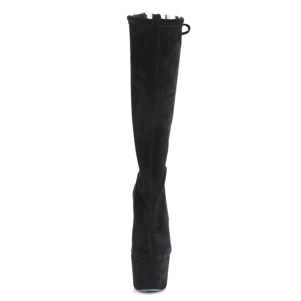 ADORE-2008  Black Stretch Faux Suede/Black Faux Suede