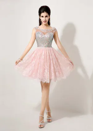 Bateau Neckline Short Homecoming Dress