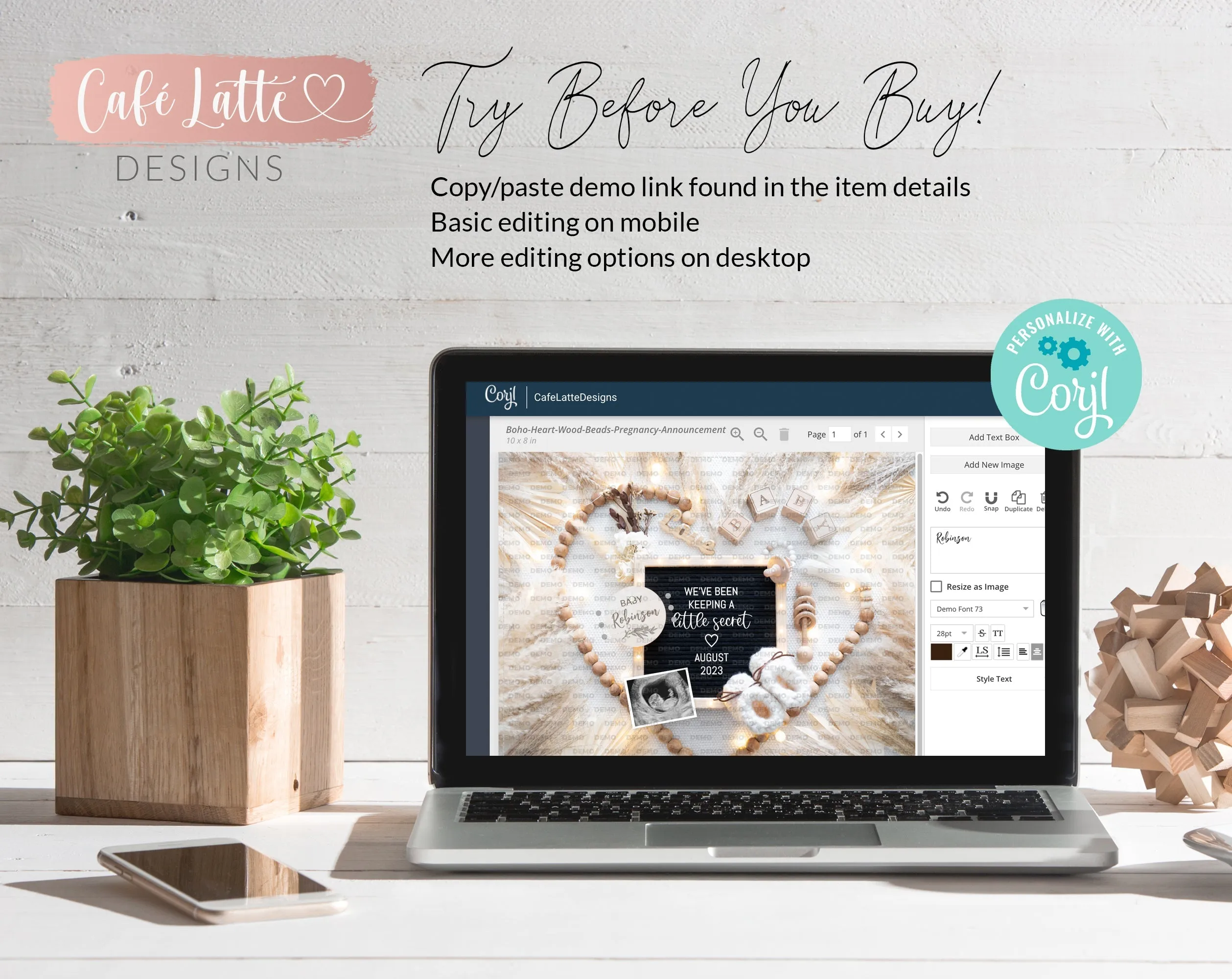 Christmas Digital Baby Announcement - Heart Snowflakes
