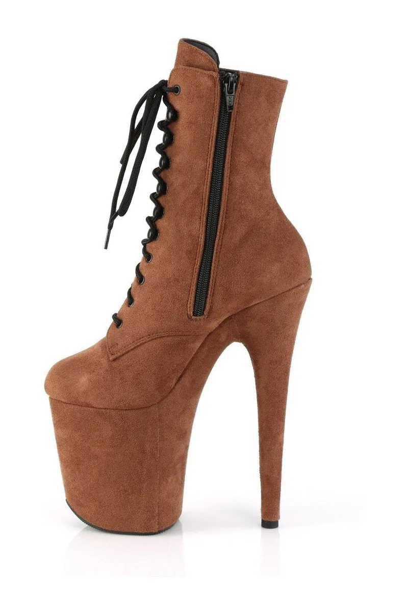 FLAMINGO-1020FS Ankle Boot | Brown Faux Suede