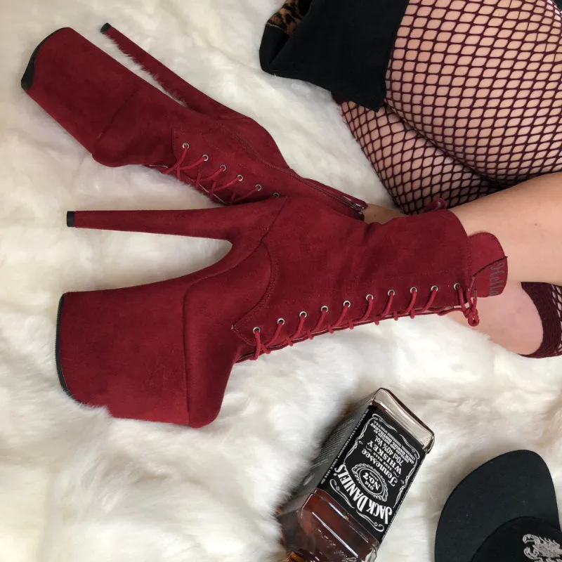 Hella Heels BabyDoll Rope 8inch Boots - Red