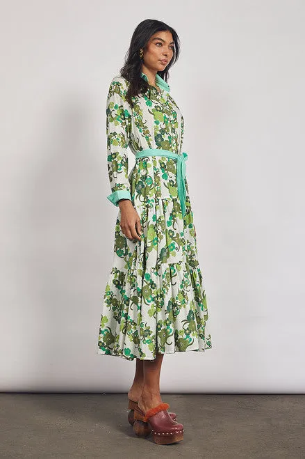 Jungle Tiered Floral Shirt Dress