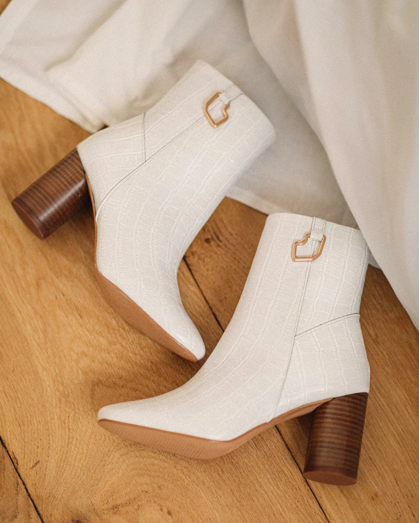 Louise-High Croco Blanc Craie