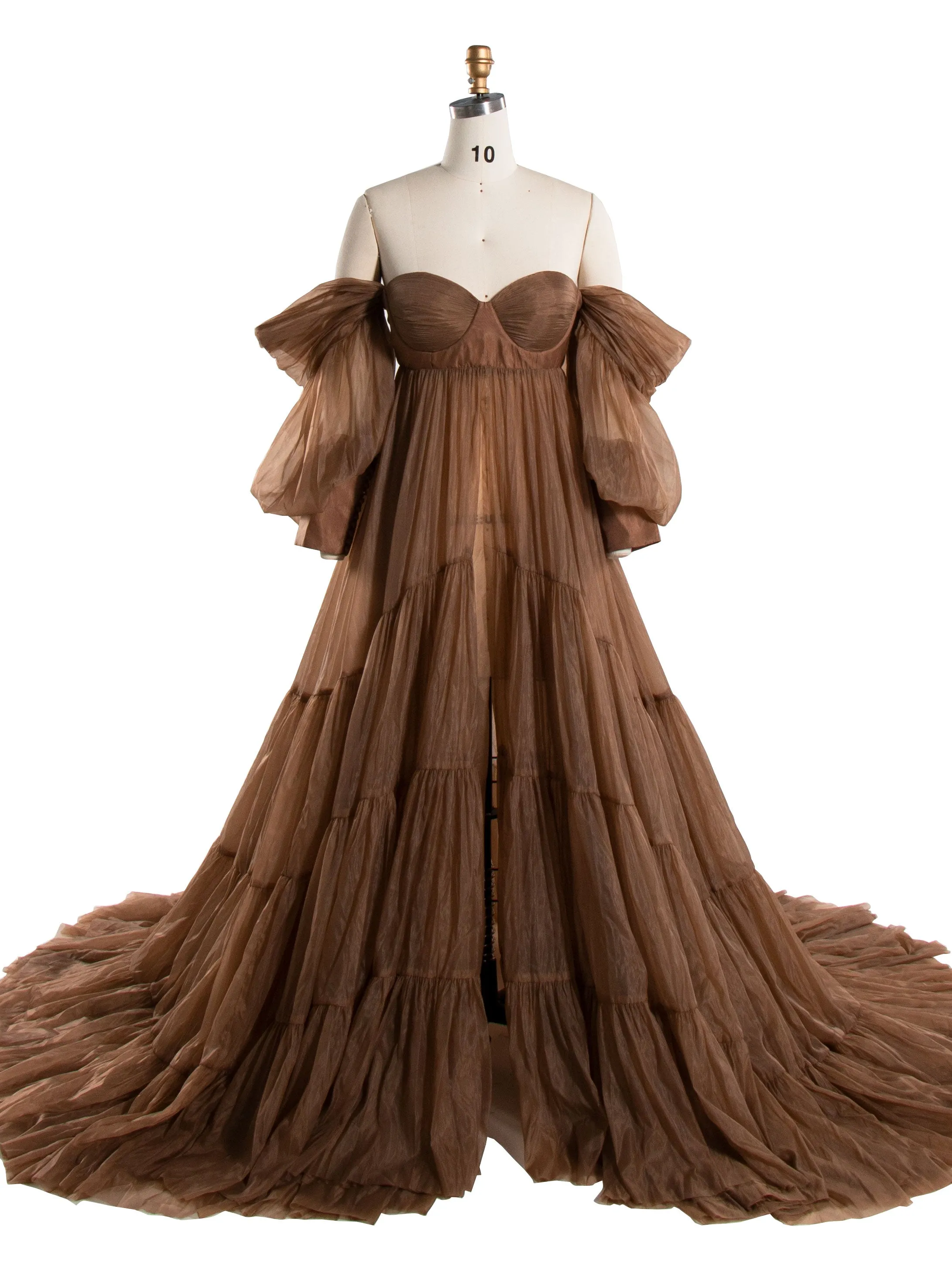 Off  The Shoulder Brown Maternity Photography Photo Shoot Dress YW240011
