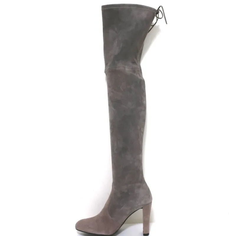 Stuart Weitzman Highland Over the Knee Boots Taupe Gray Suede Size 9.5
