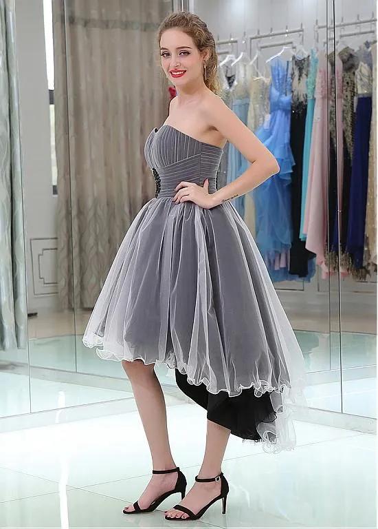 Sweetheart Gray Hi-lo Prom Dresses