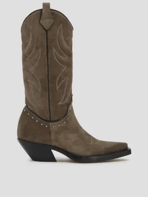 TERENCE WESTERN BOOT IN SMOKE SUEDE