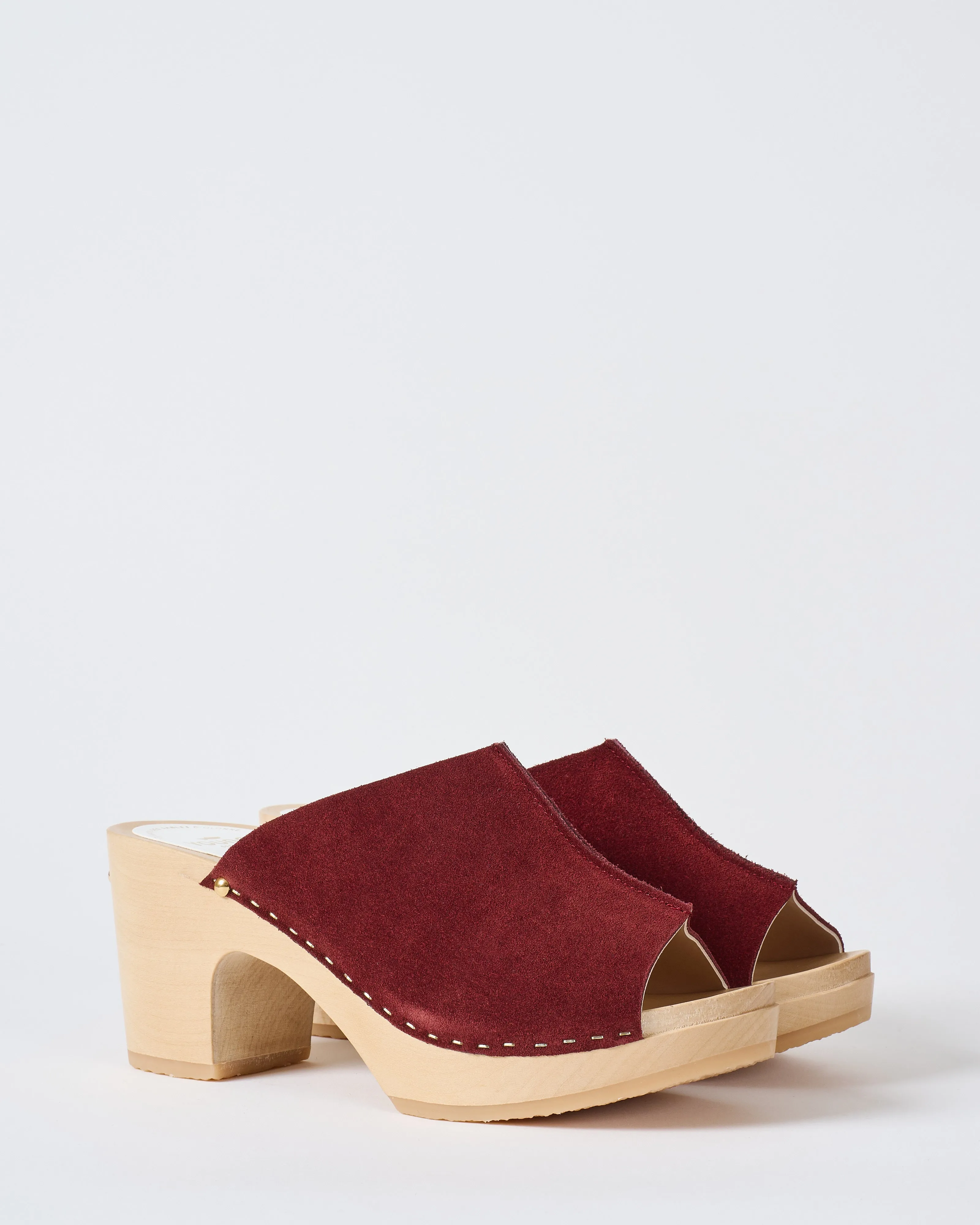 velvet leather clog